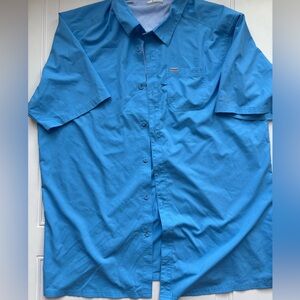 Columbia Men’s Omni-Shade Short Sleeve Button Down Shirt Blue Size XXL Tall